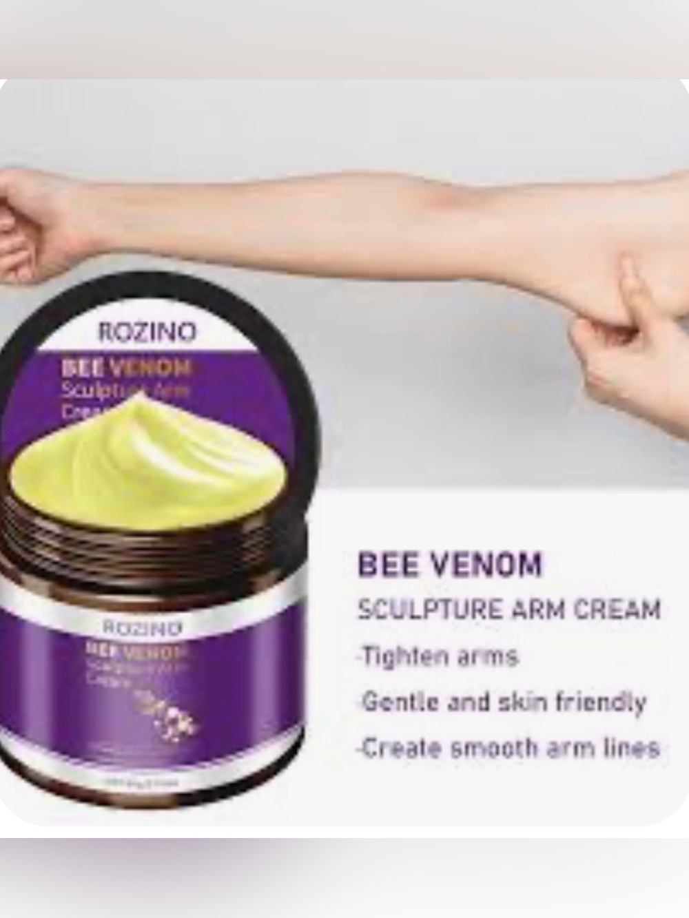 Rozino Bee Venom Sculpture Arm Cream - Purple & Yellow Jar